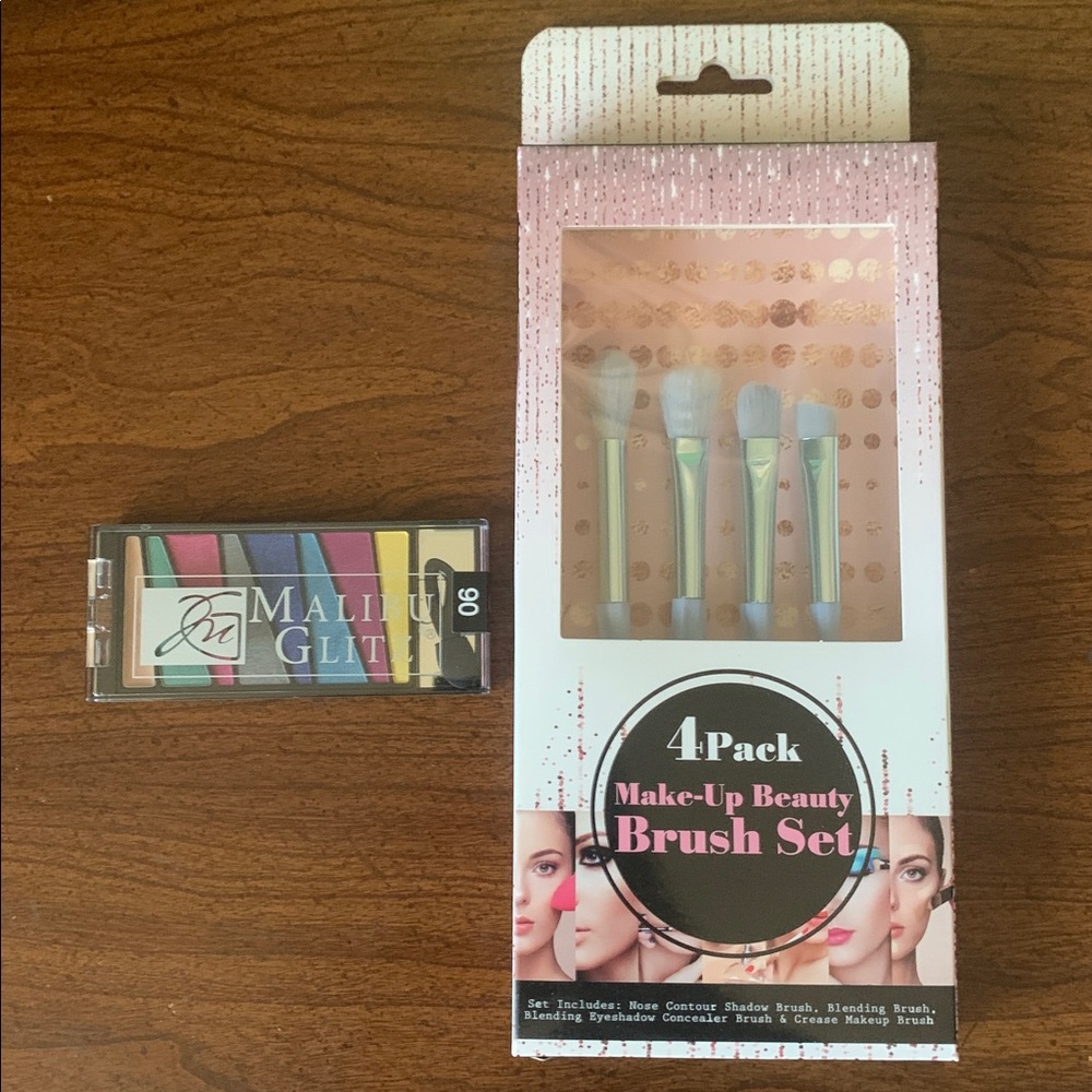 It’s bundle time! NWOT Malibu Glitz Eye Palette #06 & 4 Pack Make-Up Brush Set